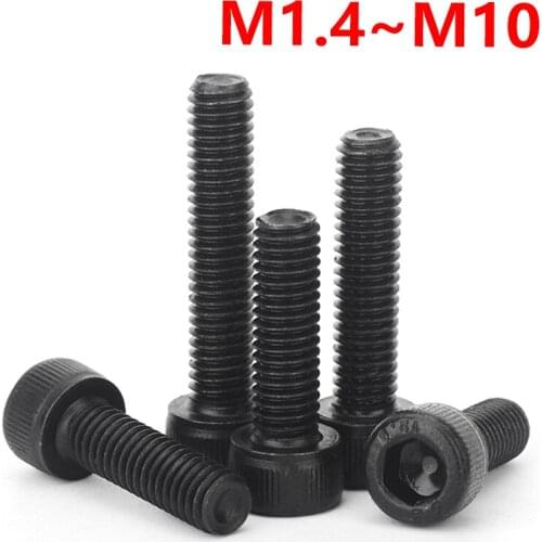 DIN912 M1.4 M1.6 M2 M2.5 M3 M5 M6 M8 Hex Socket Head Cap Screw Bolt Metric Thread Allen Hexagon Bicycle Screw Black Grade 12.9