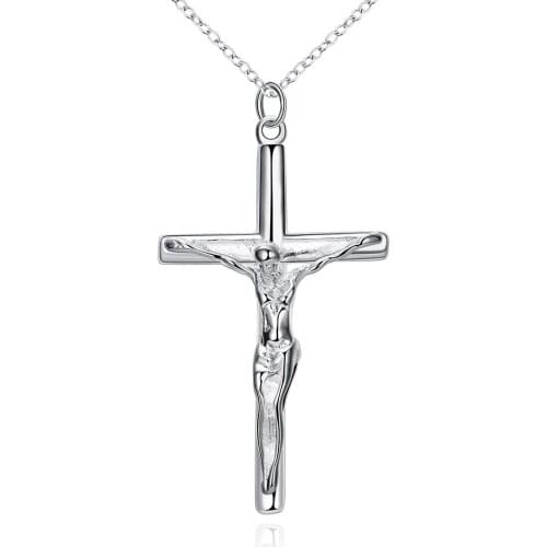 ZEMIOR Long Geometric Cross Pendant For Men Jesus Suffer Christian Anniversary Pendants White Boy Fashion Jewelry Recommend