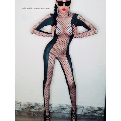 Exotic noverty mesh see through fake nude naked game stage performancewear birthday party live show bar outfit costume