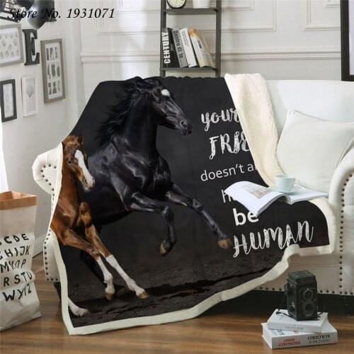 Running Horse 3D Printed Fleece Blanket for Beds Thick Quilt Fashion Bedspread Sherpa Throw Blanket Adults Kids 07