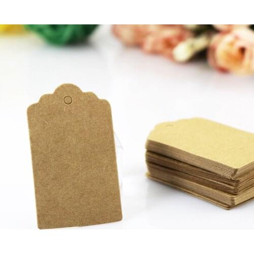 Hotsale 200Pcs/lot Brown Kraft Jewelry Tag 3x5cm Fashion Hang Tags Rectangle Shape Paper Jewelry Card Price Tag Label