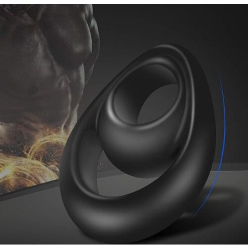 Latex Double Penis Glans Ring Stretcher Delay Ejaculation Strong Black Scrotum Soft Silicone Elastic Cock Ring Sex Toys for Men