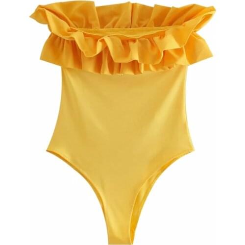 Hot Sale Women Cascading Ruffle Knitted Bodysuits Casual Female Slim Sexy Jumpsuits P2222