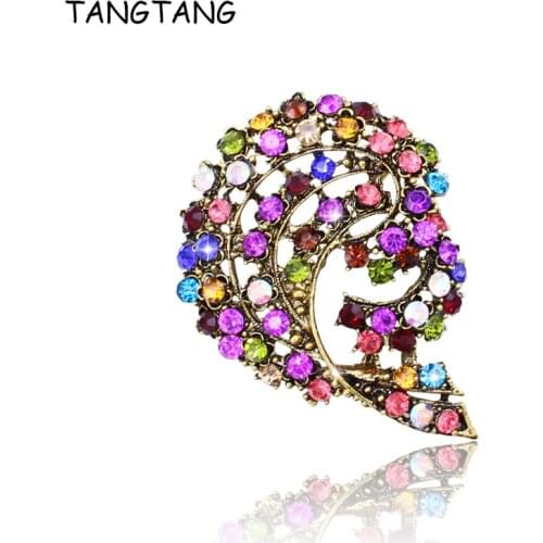 Multicolor Rhinestone Brooch Women Jewelry Bronze Plated Broaches Pins Flower Wedding Bouquet Birthday Gifts, Item NO.: BH8331