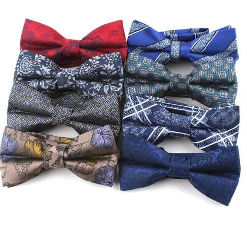2021 Bowtie Men Florals Necktie Mens Fashion Business Wedding Striped Bow Tie Male Dress Shirt Krawatte Legame Gift