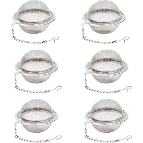 6 Piece Stainless Steel Mesh Tea Ball 2 Inch Tea Infuser Strainers Tea Strainer Filters Tea Interval Diffuser for Tea