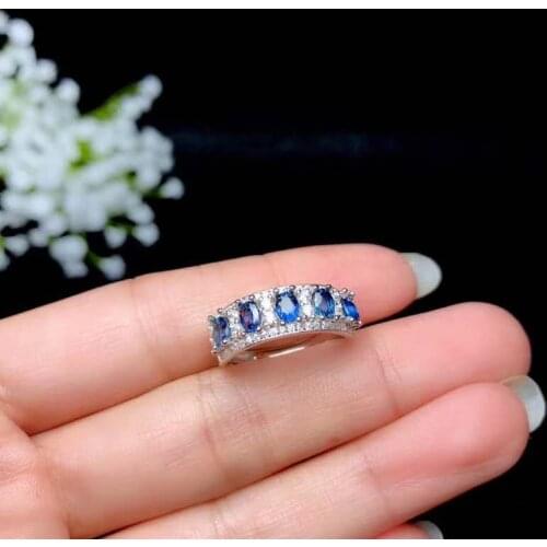 Natural real blue sapphire ring 925 sterling silver Fine handworked jewelry Finger rings handworked jewelry Finger rings