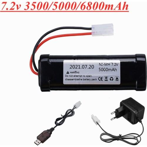 7.2V 5000mAh Ni-MH SC battery and 7.2v charger for RC toys tank car Airplane Helicopter With Tamiya Connectors 7.2 v battery