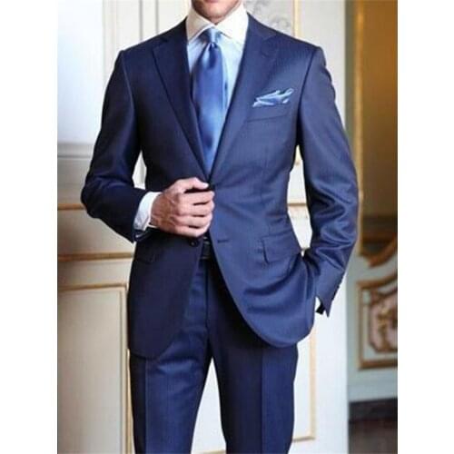 New Men’s Suit Smolking Noivo Terno Slim Fit Easculino Evening Suits For Men Navy Blue Wedding Prom Notched Lapel Groom Tuxedos