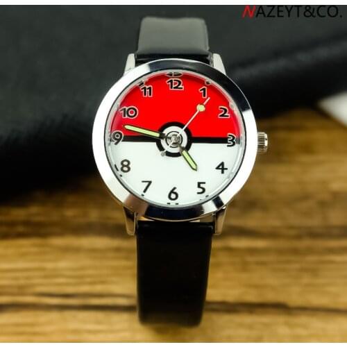 Pokemon Pikachu Childrens Watch Cartoon Anime figure Pokeball PU Belt Digital Luminous Analog Quartz kids Watch Birthday Gifts