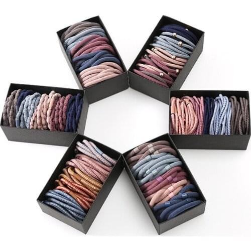 100/50/30 pcs Colorful Elastic Hair Band Sets High Quality Hair Accessories For Girls Handmade Hair Tie Headband Rubber Band