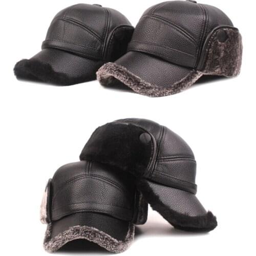 Winter Old Man Hat High Quality Men Thick Frosted Warm Head Dome Hat black/gray Fashion Sewing Street Men Warm Hat