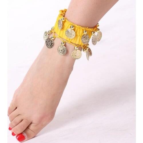 Gypsy belly dance Chiffon coins Anklets/Belly dance foot decorated with jewelry (Single)indian dance accessories