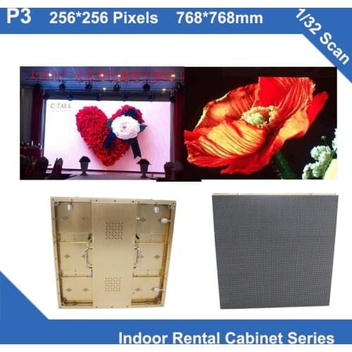 TEEHO P3 indoor Golden brushed Aluminum Cabinet 768mm*768mm 1/32 scan video wall videotron rental fixed wedding school even show