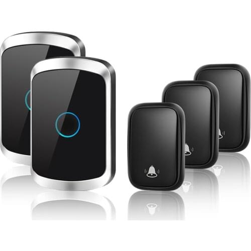 CACAZI Self-powered Waterproof Wireless Doorbell No Battery Home Cordless Door Ring Bell US EU UK Plug 3 Button 1 2 3 Receiver