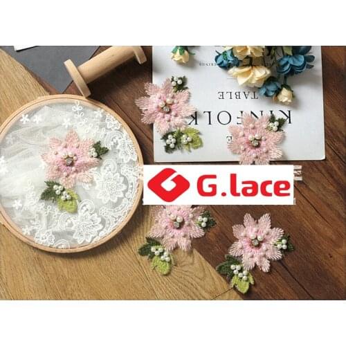 GLace 10pcs/Lot DIY craft material beaded cloth stickers 3D flower patch stickers clothing accessories lace flower TX561