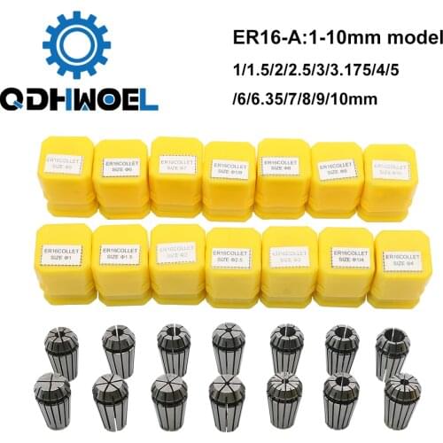14Pcs CNC Spindle ER16 Collet Chuck Set 1-10mm Type-A for CNC Milling Lather Tool Holder