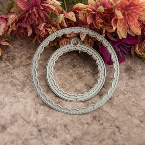 2 Pcs/set New Scallop Circle Label Cutting Dies DIY Scrapbooking Embossing Paper Photo Frame Stamps Crafts Template Stencils