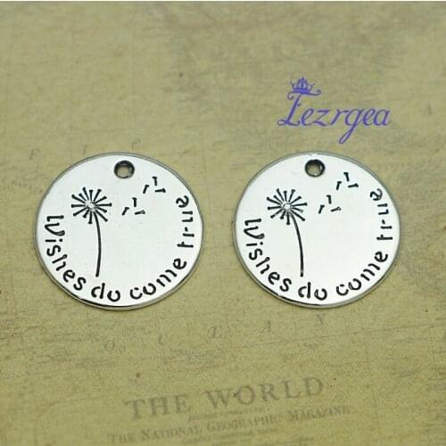 20pcs/lot--17mm, Dandelion chams, Antique silver plated wishes do come ture dandelion charms,DIY supplies, Jewelry accessories
