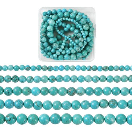 5strands Natural Turquoise Stone Round Loose DIY Beads Strands 4mm/6mm/8mm/10mm For Jewelry Making DIY Bracelet