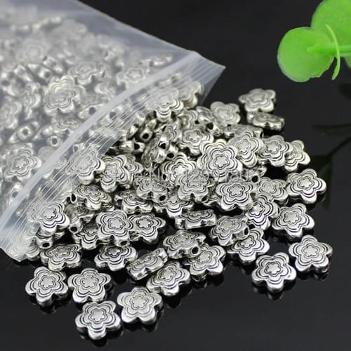 50pcs Antique Silver Flower spacer Metal Beads DIY-Accessory (K00125)