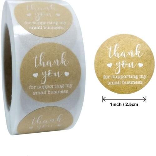 500pcs Kraft " Thank You For Supporting My Small Business" Stickers For Wedding Party Decorative Sticker for Package Stationery