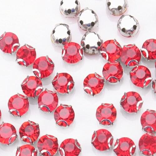 500Pcs/Bag Sew On Siam Crystals Glass Diamond D Claw Red Rhinestones Bridal Dress Clothing Appliques Diy Decor Shoes Headwear