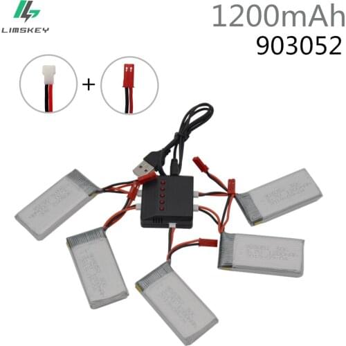 3.7V 1200MAH LIPO BATTERY WITH CHARGER FOR SYMA X5SC X5 X5SW M18 H5P H11D H11C T64 T04 F28 F29 T56 T57 HELICOPTER DRONE PART