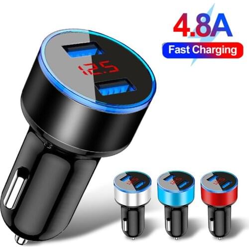18W Dual USB Car Charger LED Fast Charging Universal Mobile Phone Charge For iPhone 12 Pro Max Xiaomi Huawei Samsung Car Charger