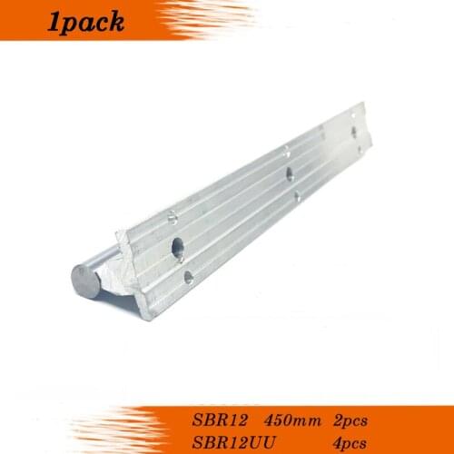 Free Shipping 2pcs 12mm Linear Rail SBR12 450mm Linear Guide 4pcs SBR12UU Linear Motion Ball Bearing Blocks For CNC Linear Shaft