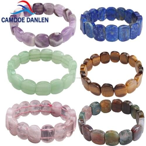Natural Stone Beads Tiger Eyes/Amethysts Elastic Rope Bangles & Bracelets Handmade Jewelry Energy Bracelet for Women or Men 2021