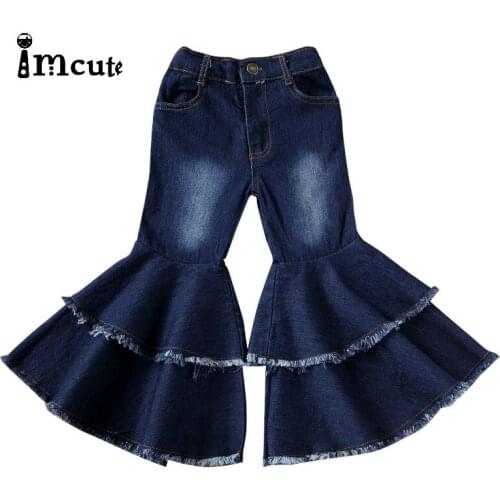Imcute Fashion Toddler Kids Child Girls Denim Pants Stretch Elastic Baby Girl Jeans Bell Bottom Harem Pants Clothes Baby Girl