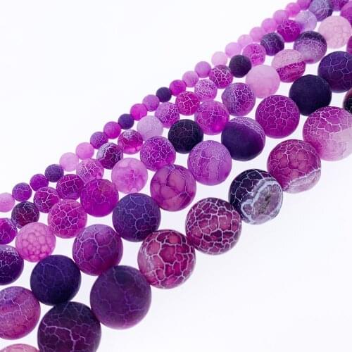 Wholesale Frost Cracked Purple Dream Fire Dragon Veins Natural Stone Loose Beads for Jewelry Making 4 6 8 10 12mm DIY Bracelet