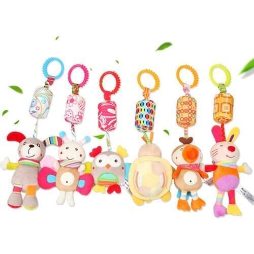 Baby Cartoon Animal Hanging Bell Toys Stroller Stuffed Dolls Hang Toy PP Cotton Newborn Plush Rattles Toy Pendant Decoration