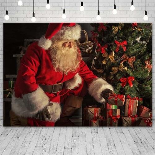 Avezano Merry Christmas Tree Backdrops Winter Gift Santa Claus Bow Bell Decoration Kid Photographic Background For Photo Studio