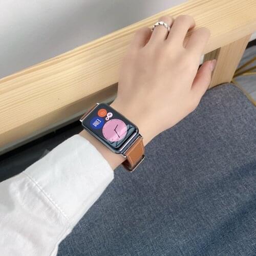 Leather Single Tour for Huawei Watch FIT Strap Barcelet Loop Band Huawei Smart Watch fit Correa Wristband Replacement