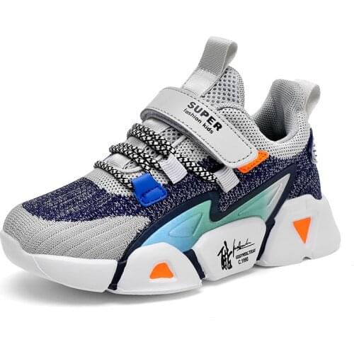 2021 New Boys Mesh Shoes Fall Winter Fashion Trend Sneaker Antislip Soft Bottom Student Kids Lightweight Casual Running Shoes