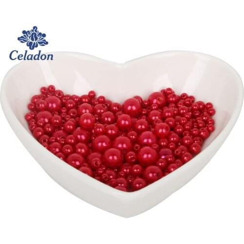 4-10mm 700pcs Red color, ABS Imitation Pearl Round Plastic Beads, Making jewelry diy beads, Jewelry Handmade necklace
