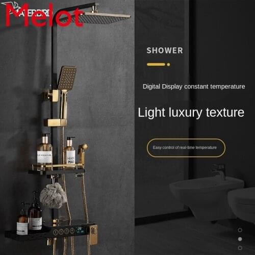Shower nozzle thermostat control number shows the constant temperature shower rain shower set all copper home smart bathroom