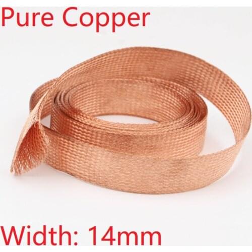 Width 14mm Copper Braided Cable Sleeve Anti Interference Wire Wrap Signal Shield Protector Audio Power Line Screen Metal Sheath