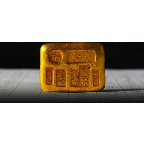 Metal Paperweights Chinese Calligraphy Paperweights Chinese Traditional Gold Bullion Shaped Paperweights Paper Pressing Prop