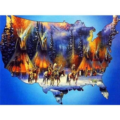 PDMDOG 5D DIY Diamond Painting Map Indians Full Drill Square Craft Kit Sale Diamond Embroidery Landscape Snow Home Decoration