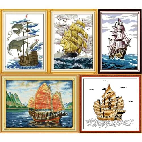 The Sailboat Series living Room Decoration Grid Embroidery Needlework Cross Stitch Kits DIY Handwork Beautiful Scenery 11CT 14CT
