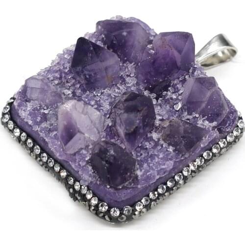 Square Embryo Set Drill Pendant Charms For DIY Necklace Handiwork Sewing Craft Jewelry Accessory Making