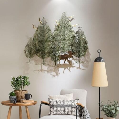 Pastoral Style Living Room Wall Decoration Forest Wind Plant Decoration Creative Three-dimensional Wall Decoration Wrought Iron