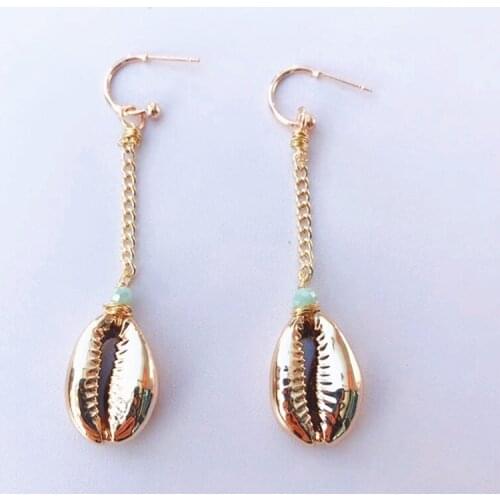 2020 new gold-plate shell pendant earring women fashion korean style oorbellen jewelry natural seashell handmade beach accessory