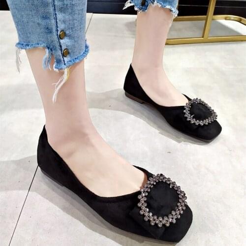 New Women Flat Shoes Fashion Retro Metal Spring Mature Sexy Professional Comfort Office Female Leisure Square Head Shoes W38-51