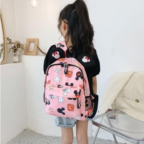 Disney New Fashion Minnie Mickey Children School Bags Cartoon Backpack Baby Toddler Kids Book Bag Kindergarten Boy Girl Backpa