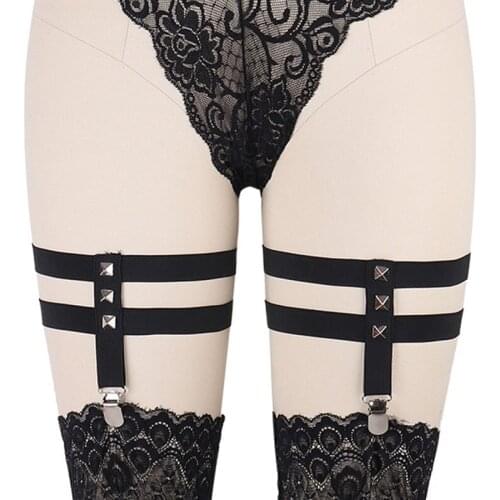 Pastel Goth Bondage Sexy Lingerie Garter Belt Fetish Rave Women Rivet Suspender Body Harness Bondage Dress Wedding Garters