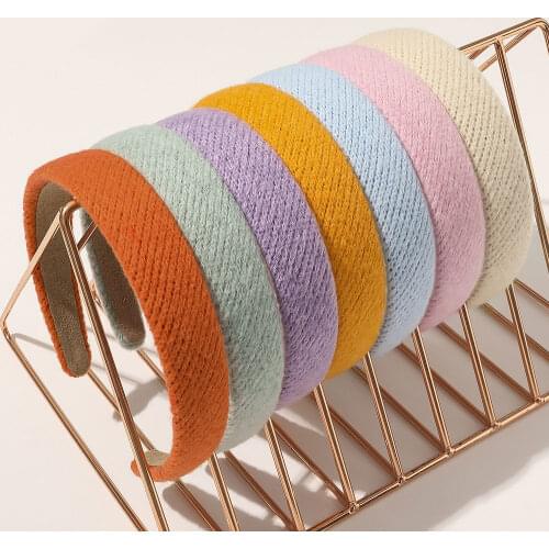 2020 Autumn And Winter Woolen Striped Headband For Women Candy Color Sweet Headband Simple Fashion Hairbands Hair Accessories